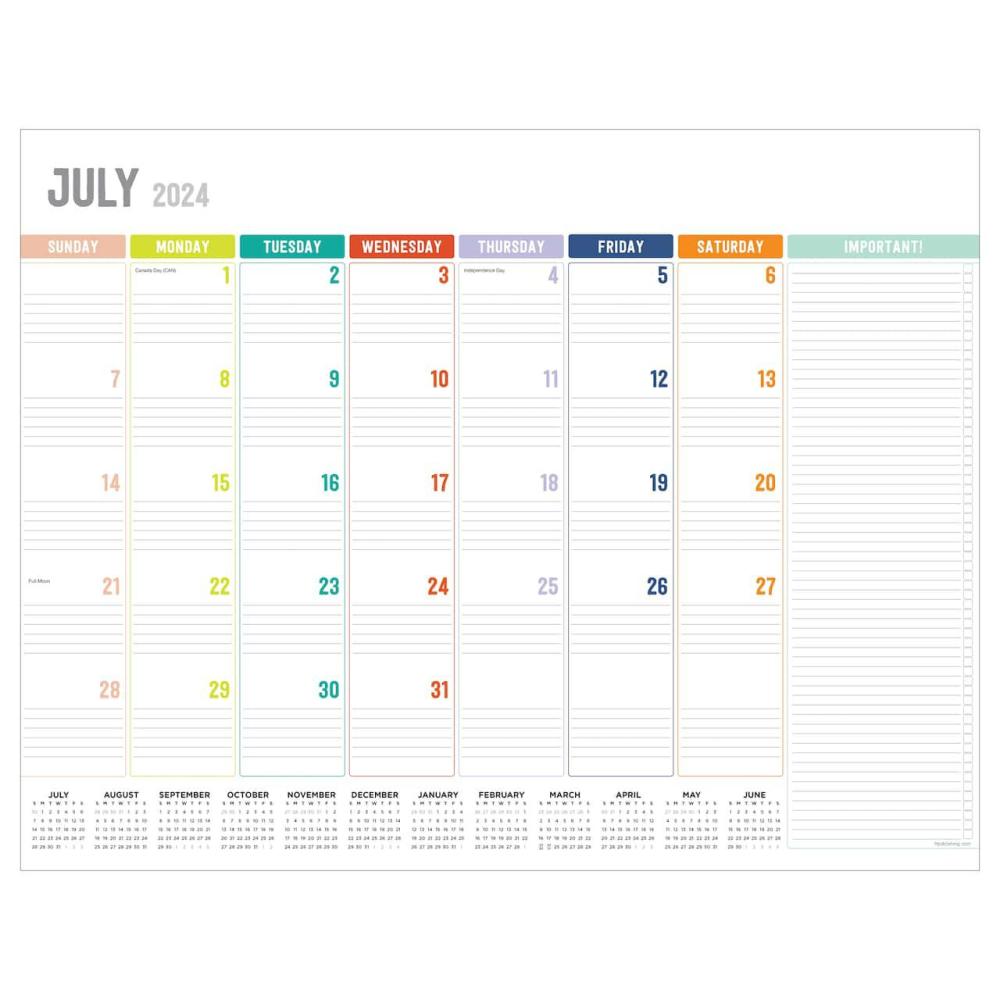 2024-2025 Large Rainbow Blocks Desk Pad Calendar  |  Calendars & Planners Calendars & Planners Calendars & Planners