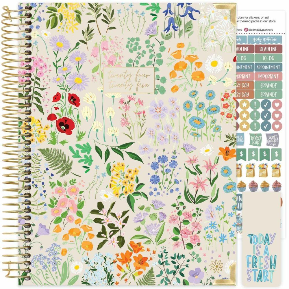 2024-25 Hard Cover Planner, 8.5″ x 11″, Garden Party, Beige  |  Calendars & Planners Calendars & Planners Calendars & Planners