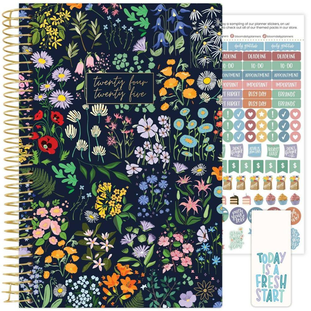 2024-25 Soft Cover Planner, 5.5″ x 8.25″, Garden Party, Navy  |  Calendars & Planners Calendars & Planners Calendars & Planners