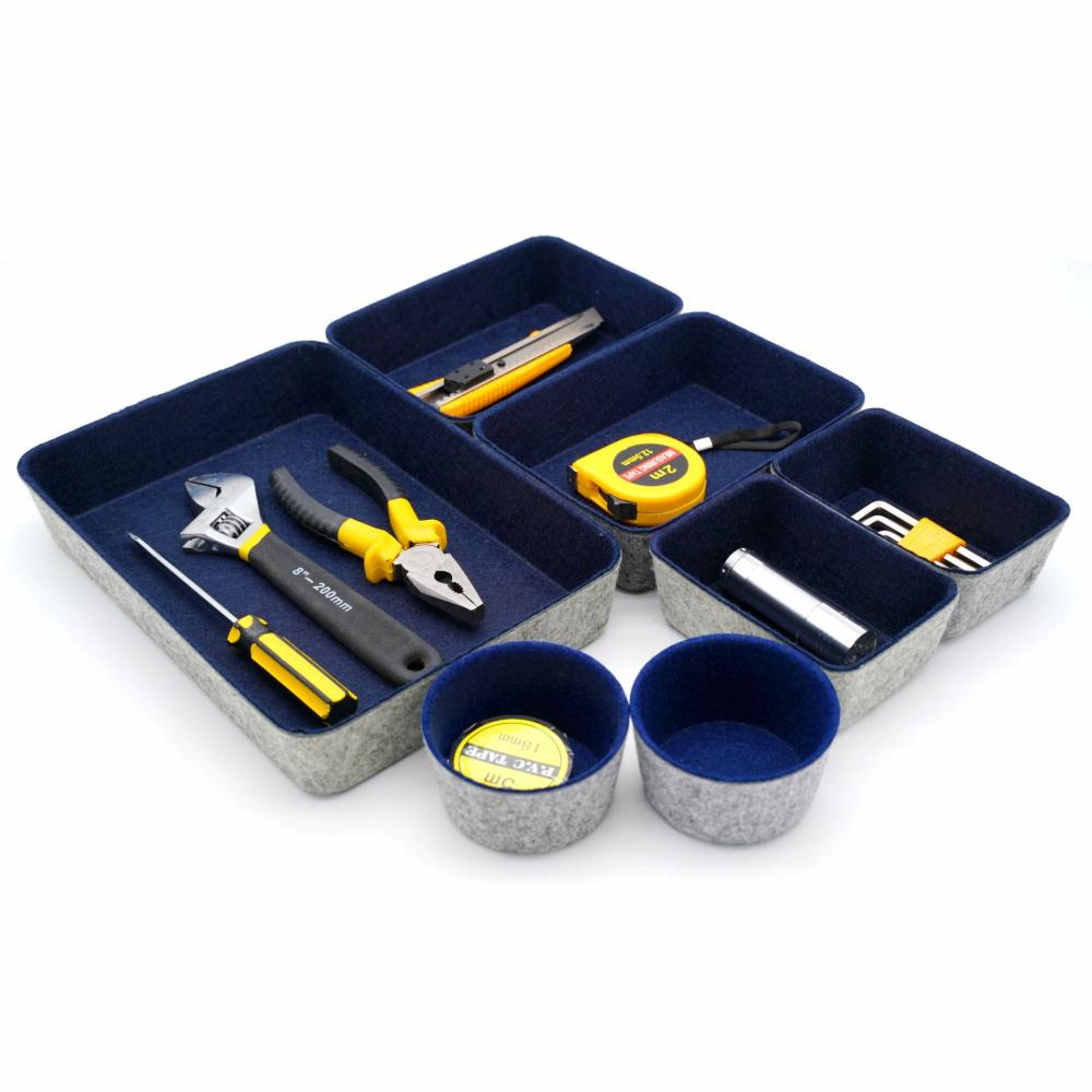 7 Piece Felt Round Cups & Trays Drawer Organizer Set Navy |  Furniture & Storage Furniture & Storage Furniture & Storage