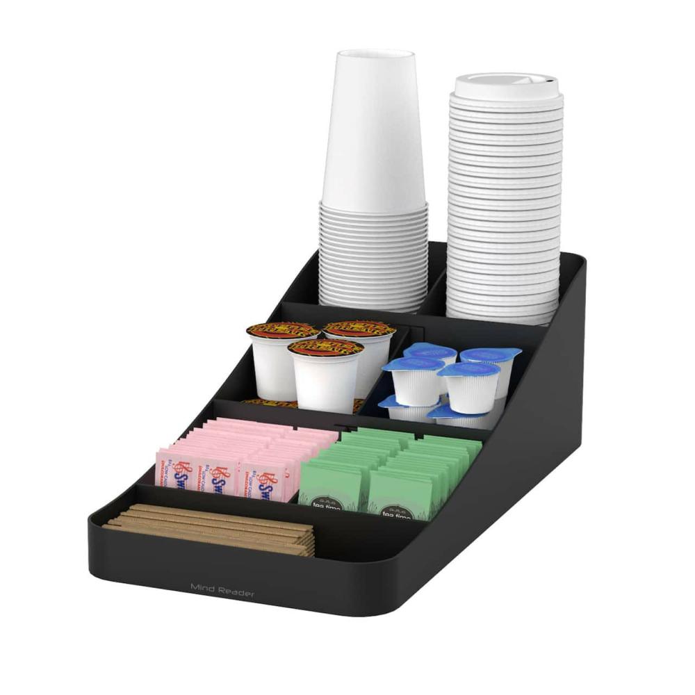 Black 7 Compartment Coffee and Condiment Storage Organizer  |  Break Room Supplies Break Room Supplies Break Room Supplies