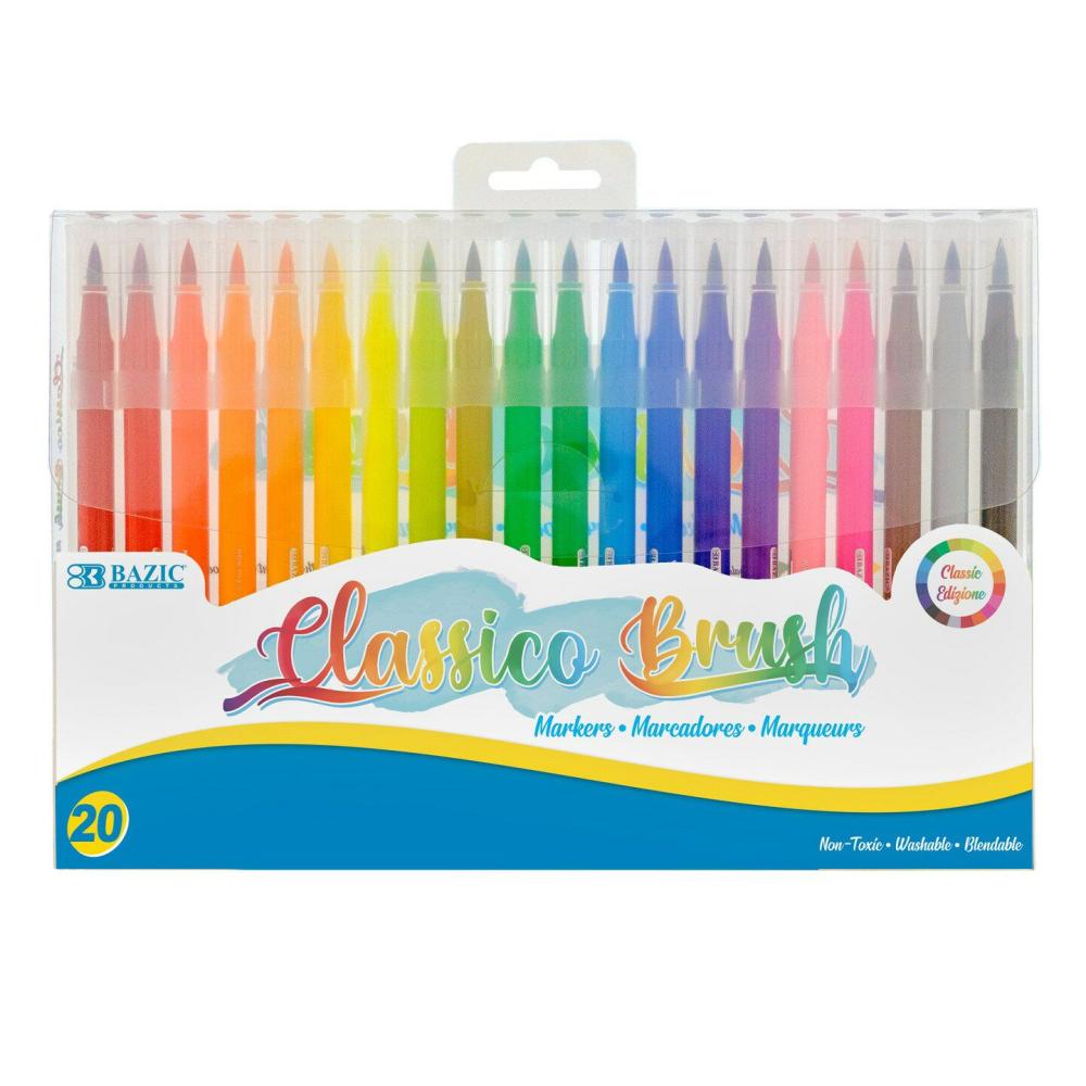 Brush Markers 20 Colors Washable  |  Pens, Pencils & Markers Office Supplies Pens, Pencils & Markers