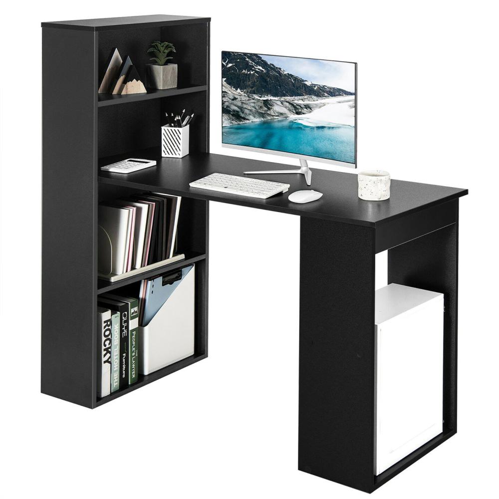 Computer Desk Writing  Workstation Office w/6-Tier Storage Shelves White/Black Black |  Furniture & Storage Furniture & Storage Black