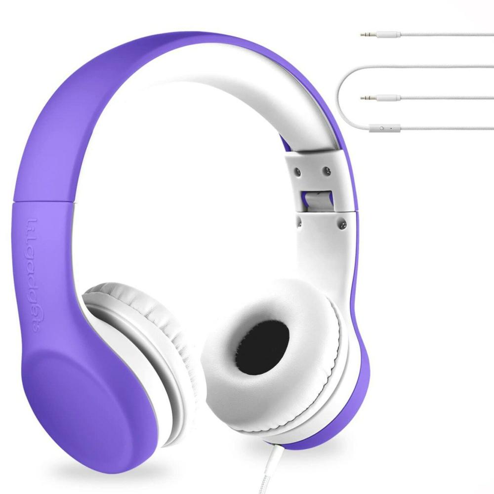 Connect+ Wired Kids Headphones for School with Microphone, Volume Limiting & Noise Cancelling On-Ear Headset with Cord, SharePort Technology & SoftTouch Padding, Purple Purple |  Electronics Electronics Electronics