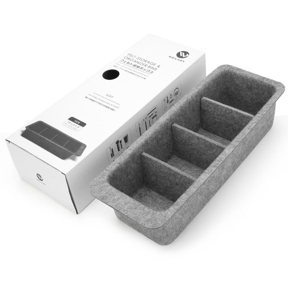 Felt Adjustable 4 Slot Drawer Organizer Bin Gray |  Furniture & Storage Furniture & Storage Furniture & Storage