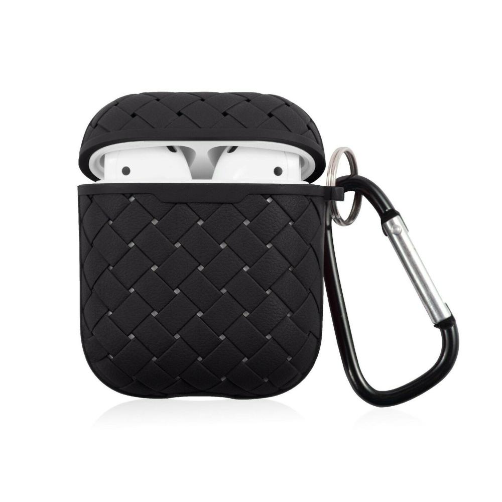 For Apple AirPods 2 / 1 Case, Protective Cover with Keychain for Women Men, Black Weave Pattern Black |  Electronics Electronics Black