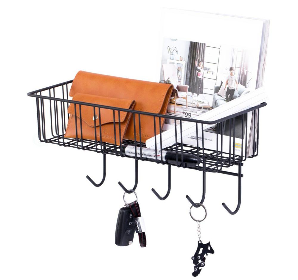 Metal Wall Mounted Entryway Organizer Rack with Hooks  |  Furniture & Storage Furniture & Storage Furniture & Storage