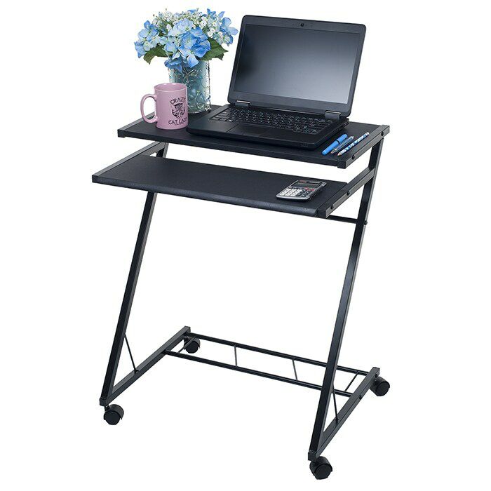 Mobile Rolling Cart Compact Computer Desk Black |  Furniture & Storage Furniture & Storage Black