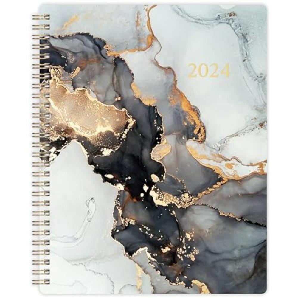 Planner 2024 – Jan.2024 – Dec.2024, 2024 Planner, Planner 2024, 2024 Planner Weekly & Monthly with Tabs, 8″ x 10″, Flexible Cover, Thick Paper, Twin-Wire Binding, Daily Organizer – Black Waterink  |  Calendars & Planners Calendars & Planners Calendars & Planners