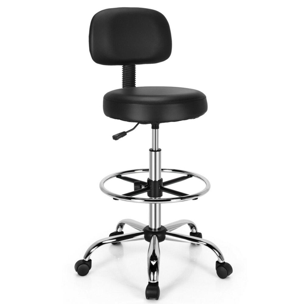 Swivel Drafting Chair Tall Office Chair w/ Adjustable Backrest Foot Ring Black |  Furniture & Storage Furniture & Storage Black