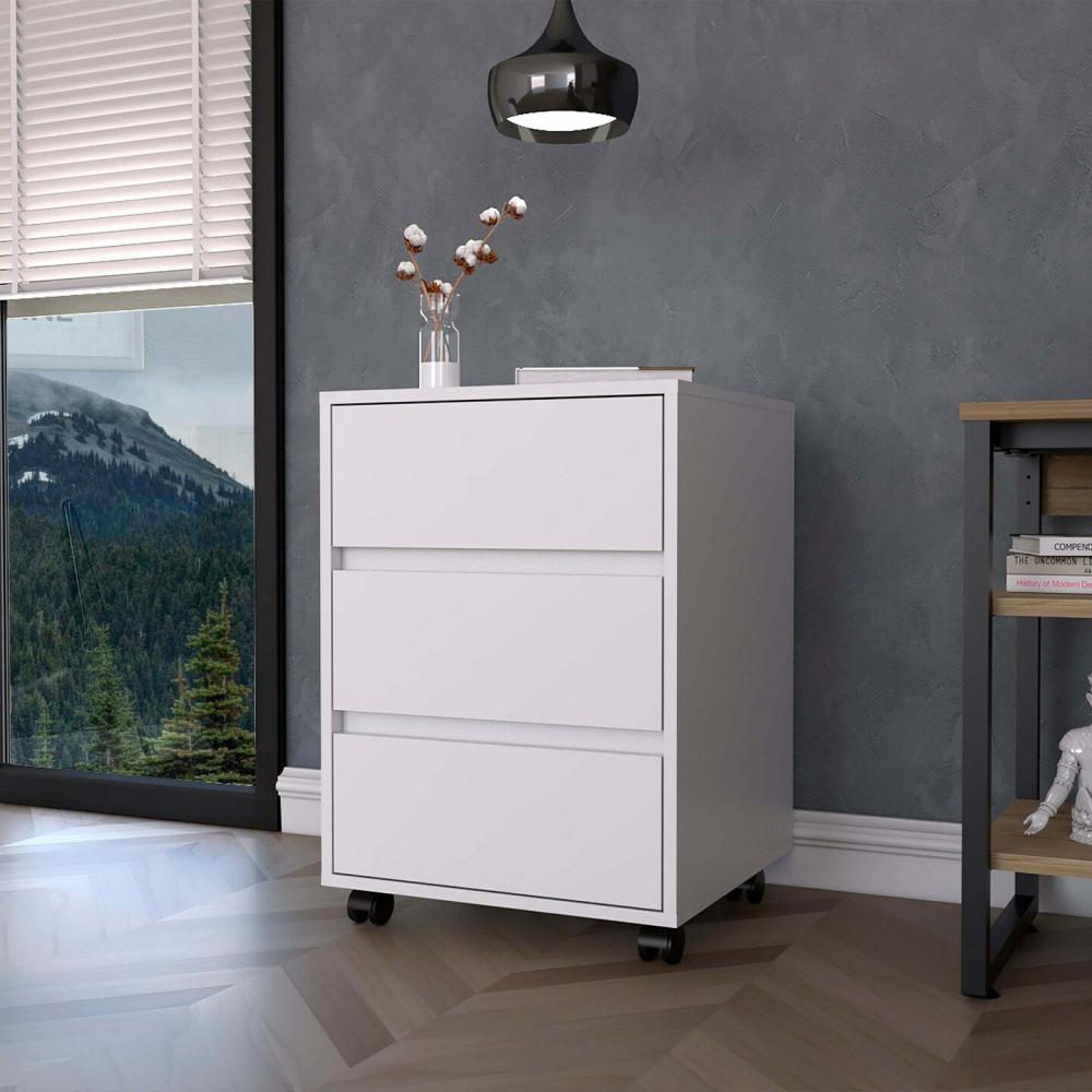 Three Drawers Filing Cabinet with Roller Blade Glide White |  Furniture & Storage Furniture & Storage Furniture & Storage