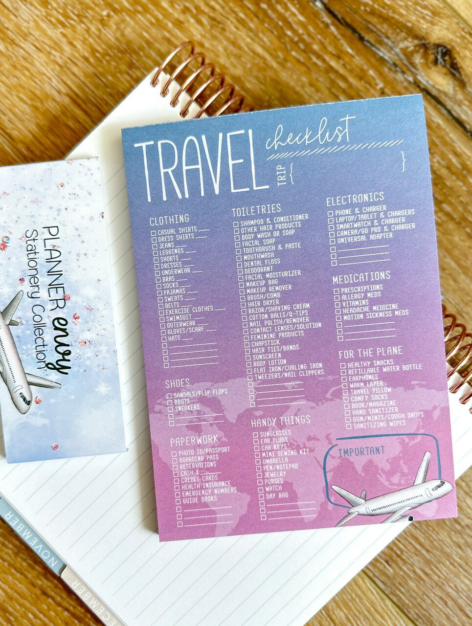 Travel Essentials Checklist Things to Pack Notepad – 5×7 Inches (*Notepad Only*)  |  Paper Office Supplies Paper