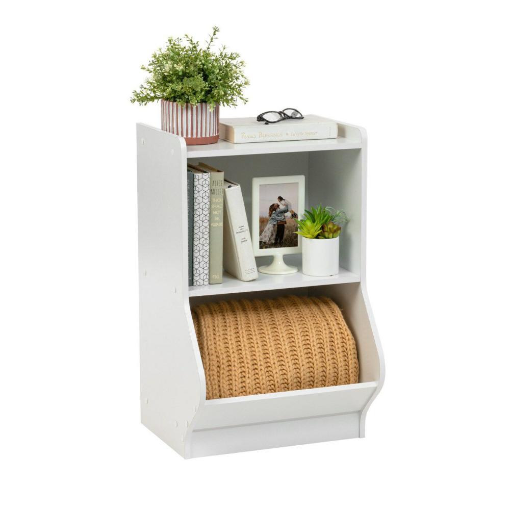 USA 2-Tier Shelf Organizer with Easy Access Angled Cubby, White White |  Furniture & Storage Furniture & Storage Furniture & Storage