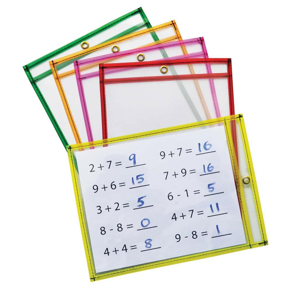 6 Packs: 10 ct. (60 total) Neon Reusable Dry Erase Pockets  |  Whiteboards & Corkboards Office Supplies Whiteboards & Corkboards