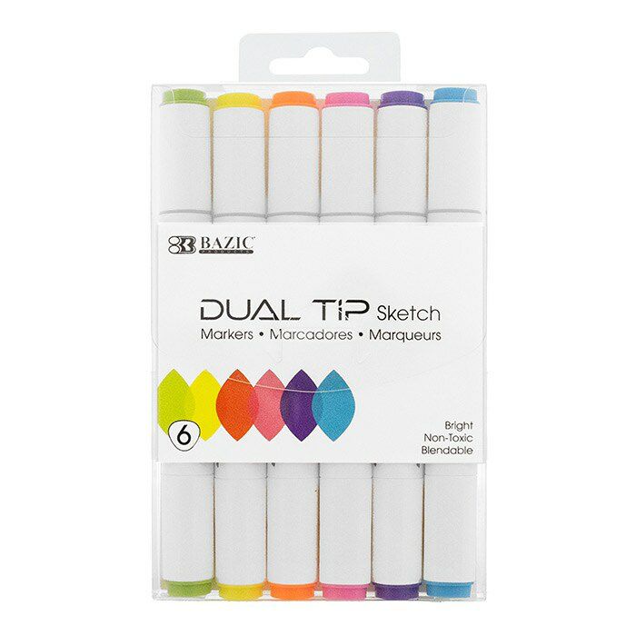 Dual Tip Alcohol-Based Markers 6 Neon Colors  |  Pens, Pencils & Markers Office Supplies Pens, Pencils & Markers