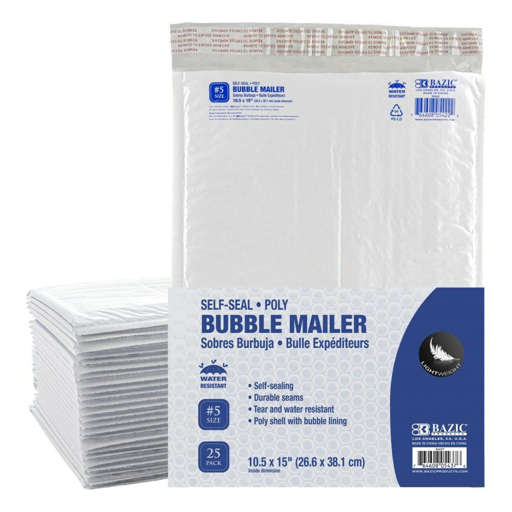 Poly Bubble Mailer (#5)10.5″ x 15″ (25/Pack)  |  Packing & Shipping Office Supplies Packing & Shipping