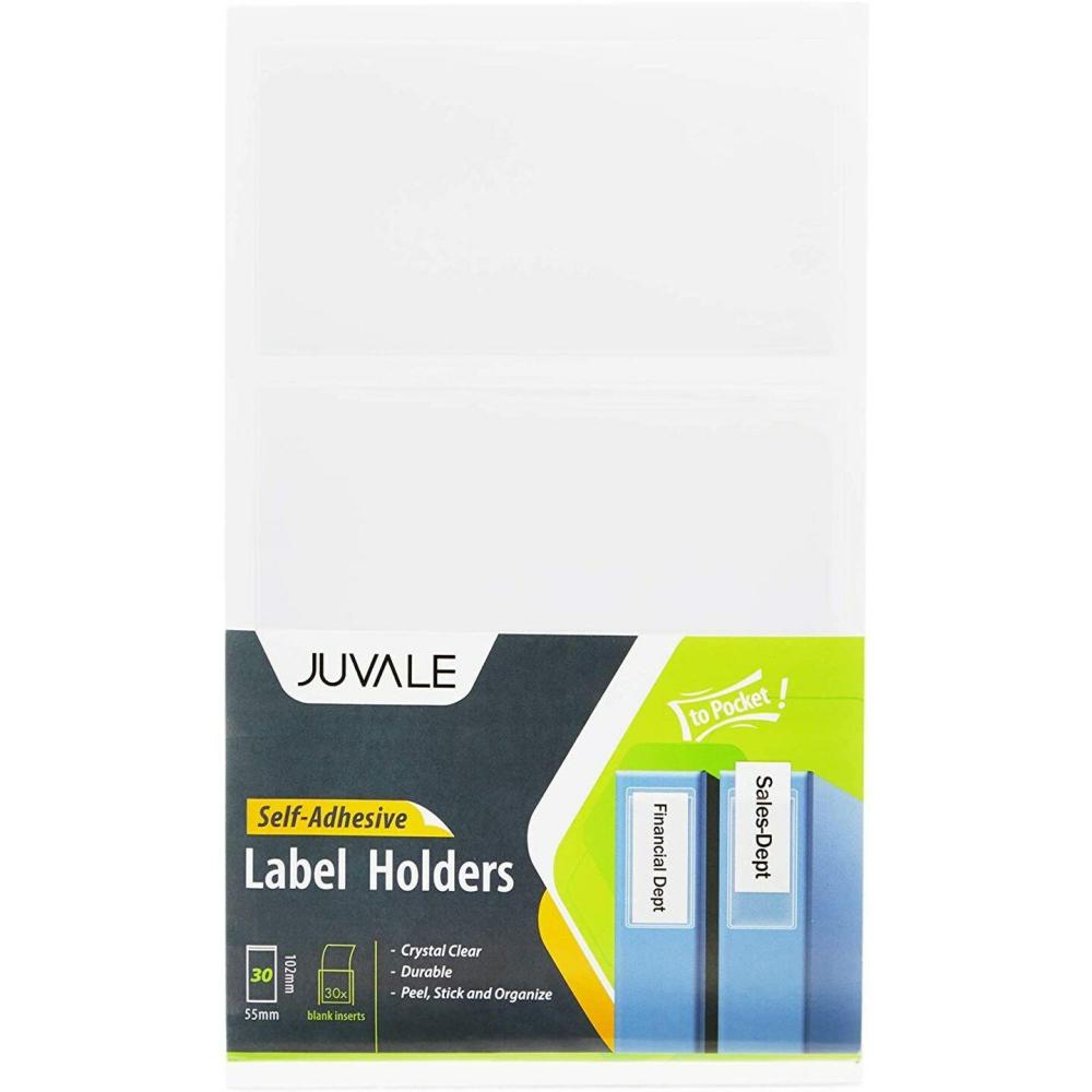 30 Pack Self Adhesive Pockets with Blank Card Labels, Clear Label Holders with White Cards (2.1 x 4 In) Clear |  Paper Office Supplies Clear