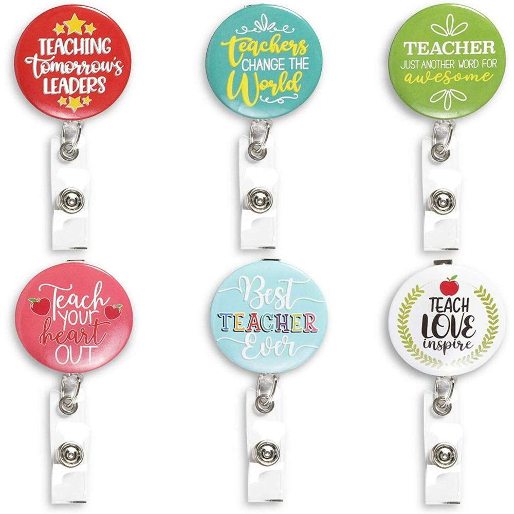 Retractable Badge Holder with Reel Clip for Office ID for Teachers (6 Pack) Multicolor |  Office Supplies Office Supplies Multicolor