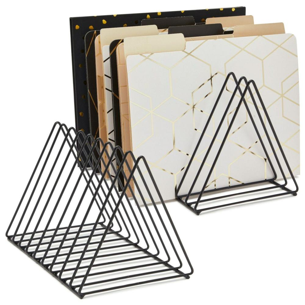 2-Pack File Folder Organizer for Desk – Triangle Holder for Magazines and Notebooks (Black) Black |  Furniture & Storage Furniture & Storage Black