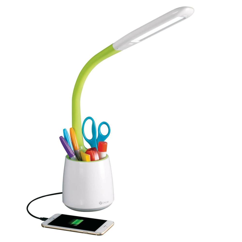 Wellness Series 23″ White & Green Organize LED Desk Lamp  |  Furniture & Storage Furniture & Storage Furniture & Storage